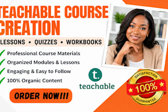 create a teachable course including lessons, quizzes and workbook