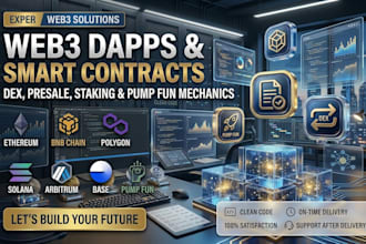 develop secure smart contract, web3 dapp, token, dex, pump fun, presale, staking
