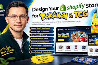 design pokémon shopify store, tcg web trading card shop, or collectible website