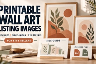 design etsy size guides and listing images for printable wall art