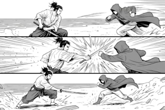 draw amazing manga comic page action manga illustration doujin and webtoon panel