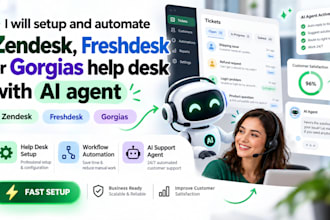 setup and automate zendesk, freshdesk or gorgias help desk with ai agent