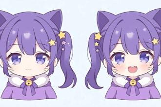 draw a cute chibi vtuber model or pngtuber avatar for streaming
