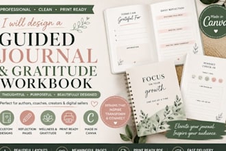 design a guided journal and gratitude workbook