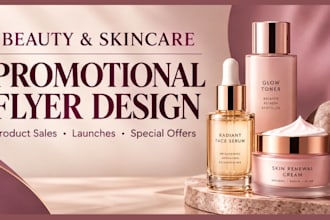 design beauty, skincare, cosmetic products flyer and promotional flyers