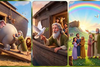 illustrate christian children story book and bible story illustrations