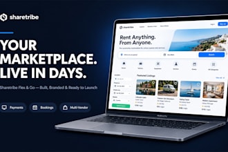 create sharetribe marketplace website, sharetribe flex, sharetribe go, mvp setup