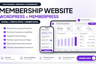 build wordpress membership website, subscription website using memberpress pro