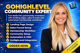 build gohighlevel community landing page sales funnel membership workflow