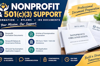 assist with 501c3 application preparation for your nonprofit