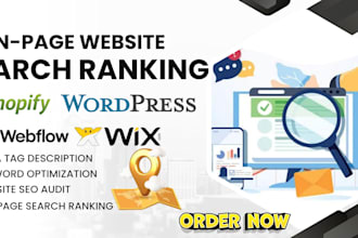 do on page website search ranking for webflow wordpress wix shopify website SEO