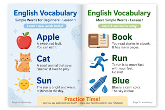 create a clean english learning ebook PDF for beginners