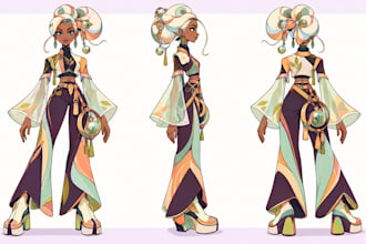 draw hand drawn character turnaround sheets and model sheets