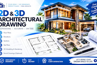 create architectural 2d floor plan, 3d floor plan