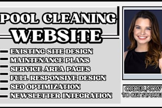 design a pool cleaning website, pool service website, and pool company website