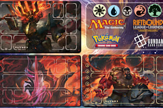 design custom tcg playmat, mtg, anime, pokemon, yugioh and one piece deskmat