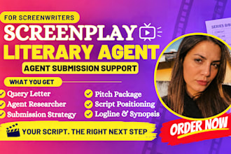 find active literary agents write query letter, logline synopsis film screenplay