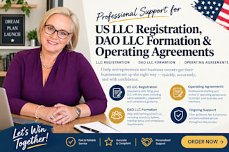 assist with US llc registration, dao llc formation and operating agreements