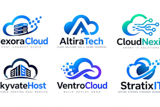 design a professional computing, technology, IT, hosting cloud logo
