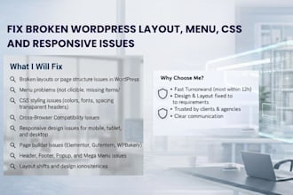 fix wordpress bugs elementor website issues create wordpress website design