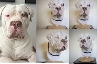 lifelike 3d dog model pet replica bust realistic animal portrait stl 3d printing