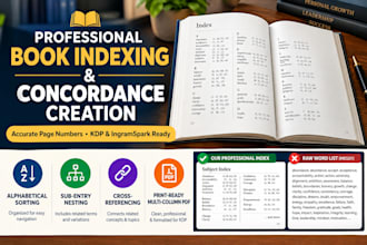 create professional book index and subject concordance for kdp
