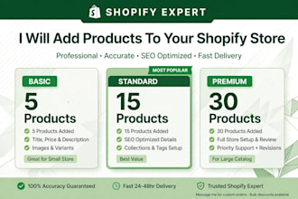 do shopify product listing and upload products with SEO