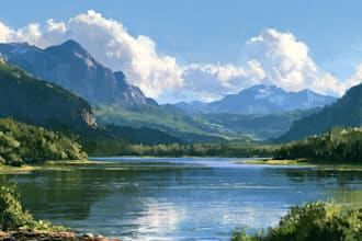 draw professional vector landscape illustration