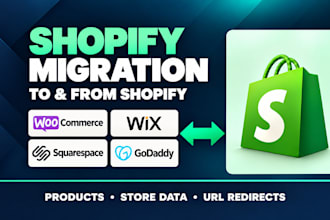 migrate wordpress squarespace wix  wocommerce or godaddy to shopify with SEO