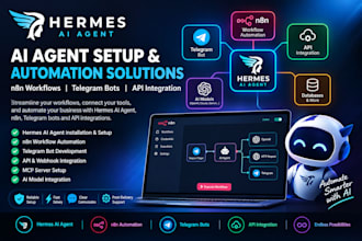 hermes ai agent setup n8n workflow automation telegram bots API integration