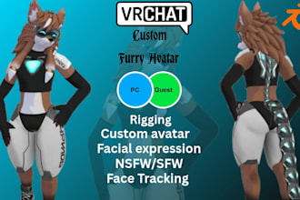 create custom vrchat avatar, anime vrc model, furry nsfw avatar, vr character