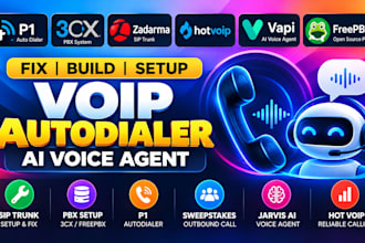 fix, build hot voip p1 autodialer pbx siptrunk sweepstak outbound call jarvis ai