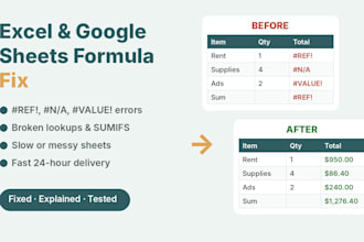 fix excel formulas and google sheets errors