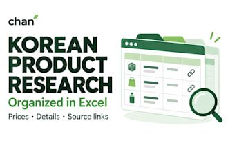 research product prices on korean websites in excel