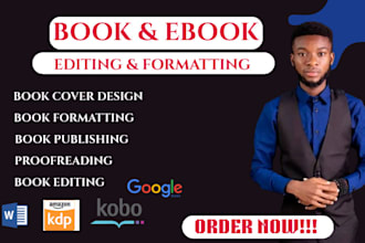 do amazon kdp book formatting, book editing, book publishing, book cover design