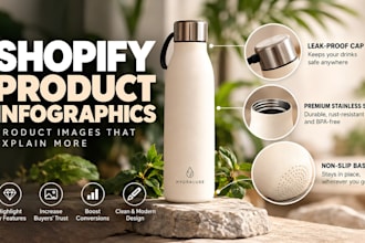 design shopify product listing images and feature infographics