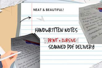 write handwritten notes in print and cursive handwriting