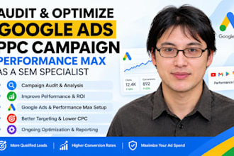 audit and optimize google ads PPC campaign, performance max as a SEM specialist