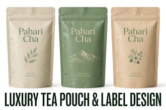 design luxury tea coffee pouch packaging and organic label