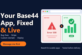 fix bugs in your base44 app and deploy it live, base44 expert