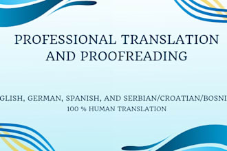 translate between english, german, spanish and serbian, croatian and bosnian