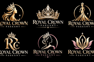 design a professional beauty queen, crown, beauty contest, fashion pageant logo