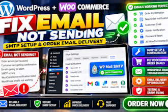 fix wordpress woocommerce email not sending SMTP setup and order email delivery