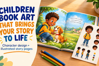 create children book art, character design brochure and story book illustrations