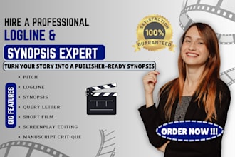 write screenplay movie script ,treatment, logline and synopsis for film TV show