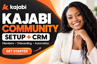 setup online kajabi community, members development, CRM integration