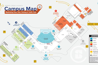create worship center map , church campus map and religious facility guide map