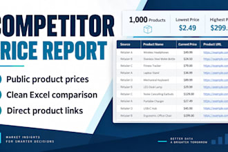 create a competitor price comparison excel report