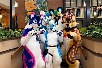 sew a handmade custom full fursuit for fursona cosplay paws partial hand leg