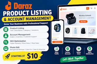 manage daraz seller account, product listing and SEO